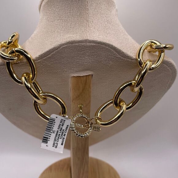 I.N.C. International Concepts Gold Tone Pave Toggle Chain Link 18” Necklace - Picture 6 of 12